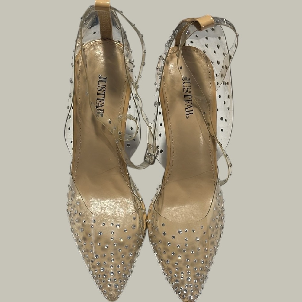 Mika Clear Embellished Stiletto by Just Fab - Size 10